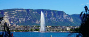 Vue de Genève avec le lac et le jet d'eau